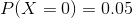 P(X = 0) = 0.05