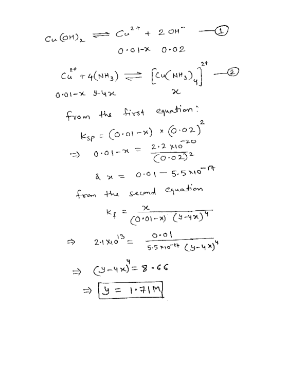 2t Cu 2 Он + Он), Cu O O 2 2t r4(NH) Cu у-42 euntion fro the Co.0l-x 2) Ksp 20 2. 2 X1o Co o 22 5.5 x10 O O fram thsecmd quat