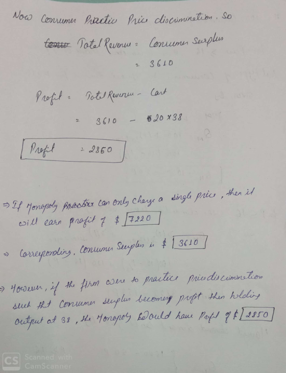 Now Consumer practic Price discrimination. So tente Total Revenue 2 Conime Serplus 2 3610 st Profil - Totel Revenue - Cart 2