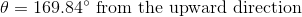 \theta =169.84 ^\circ \text{ from the upward direction}