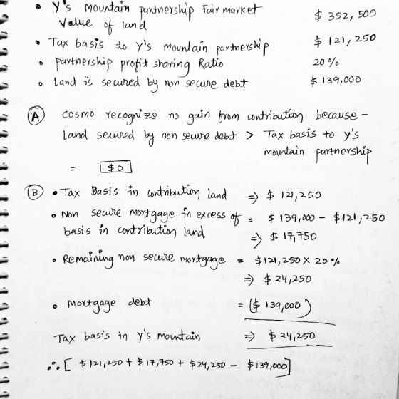 o ys mountain partnership Four market I value of land • Tax basis to ys mountain partnership o partnership profit sharing R
