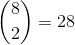 \binom{8}{2}=28