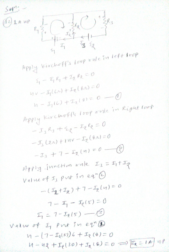 BLAUP L Apply Kirchoffs loop rule in left loop 4- PR, + Zq Rq = 0 nu-I(62) + Iz (B1) = 0 n-1,16) + Iq 1812 0 0 Apply kirchof