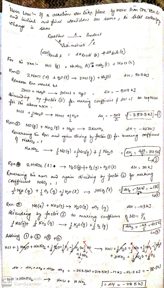 One Tout Hess Low- and initial a vreaction en lake place by more than one na and final condition are same, he total enth eat