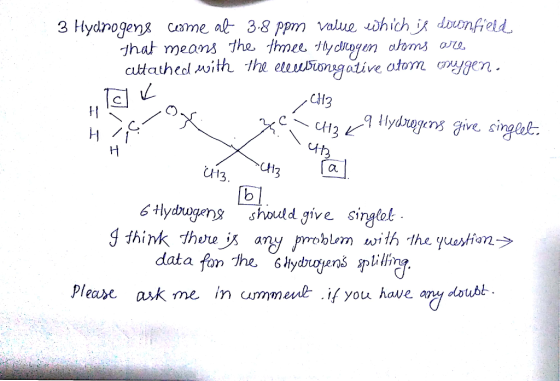 3 Hydnogernz come al 3-8 ppm value hichj dunfeld Cil3 tlygshoudd give singlol dała fon the Please avk me in ummeut if you hav