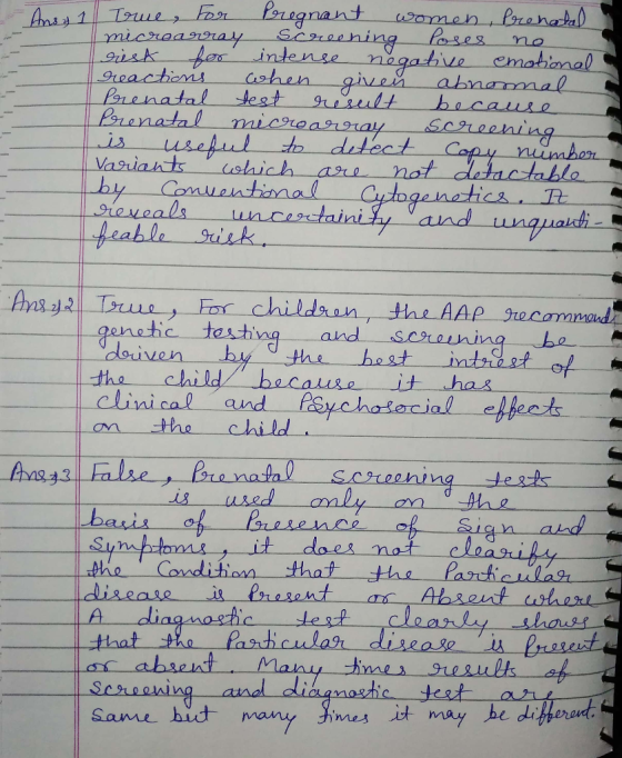 Anse 1 true, For Pregnant women Prenatal I microarray Screening Poses no viesk for intense negative emotional reactions when
