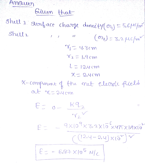 Ameuten Giuun that Shetl Sunace change duneity(o)=5,6r Shell2 3,2 Lc/m X-compunant the mat eleCrde ield K 2 9X10 X3,2 Xlo x4T