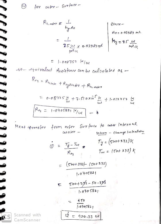 for cuter - Surface - Rhinsor & I Since- AO No = 0.03989 m2 Ky = 25 W m2k 25 w x 0.03989 m² hazka 1.002757 Klu Resistance can