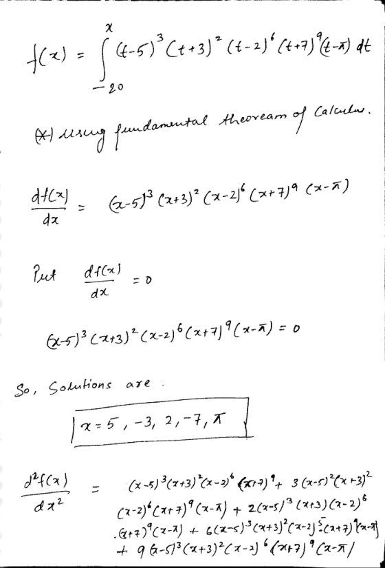 fe) - fasicos 4-51°C++3)*(4-2)*(+27) P4-6) 4t -20 f derung fundamental theoream of Calculas. df(x) da 2-513 (243)*(x-2) (377)