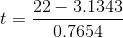 t=\frac{22-3.1343}{0.7654}