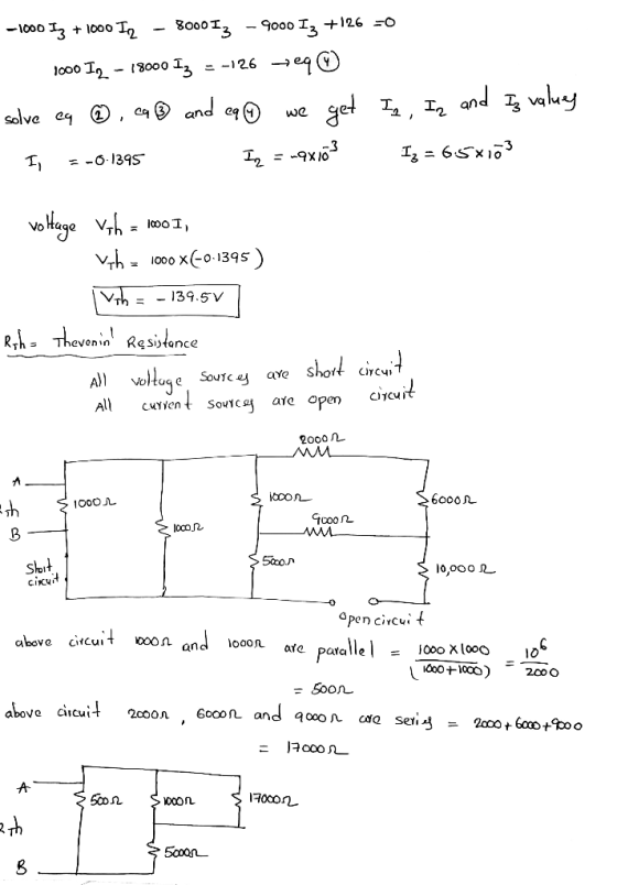 】00012-13000 1 Solve c9U.a@ and+9 we gel ½. Ч an」⅓uqLy -O,395 Vo Haqe V = -139.5V RTh- Thevein Res>tance Sounc cen Soutcgj ar