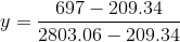 y=\frac{697-209.34}{2803.06-209.34}