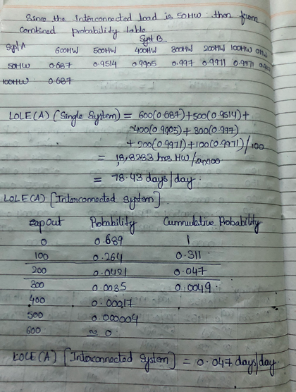 Sinto the interconnected load is sohw . then from Corokined probability Table SUB opla GOHW SOHW 400W 300HW 2001. TOCH OR Hu0