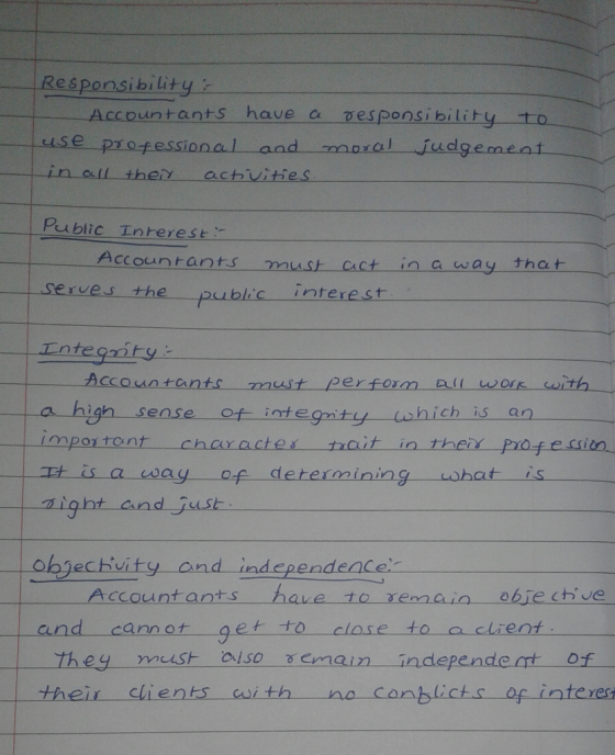 Responsibility: Accountants have a responsibiliFy to use professional and moral judgement in all theiy activitieS Public Inre