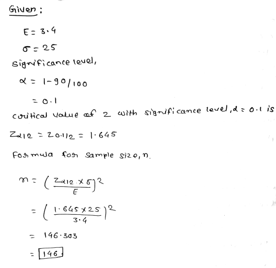 Given : E: 3.4 os 25 significance level, Q=1-901100 -0.1 critical value of 2 with significance level, da oil is 2012 - 20.112
