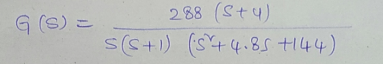 G (S) = . 288 (Stu) s(s+1) (544.85 +144)