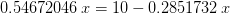 0.54672046 r - 10 0.2851732 r