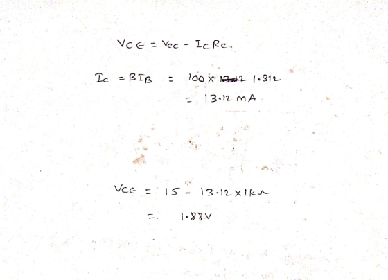 Vce IcRe Vcc 100 x 12 .312 13.12 mA Vce IS- 13.12 x 1kn