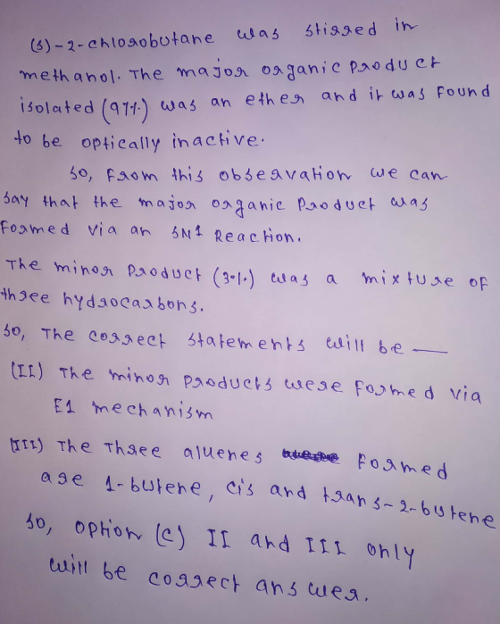 5tiaged in usas (6)-2-chloaobutane meth anol. The magor oa ganie PaodU Ct isolated (911) was an ethes and it was Found 40 be