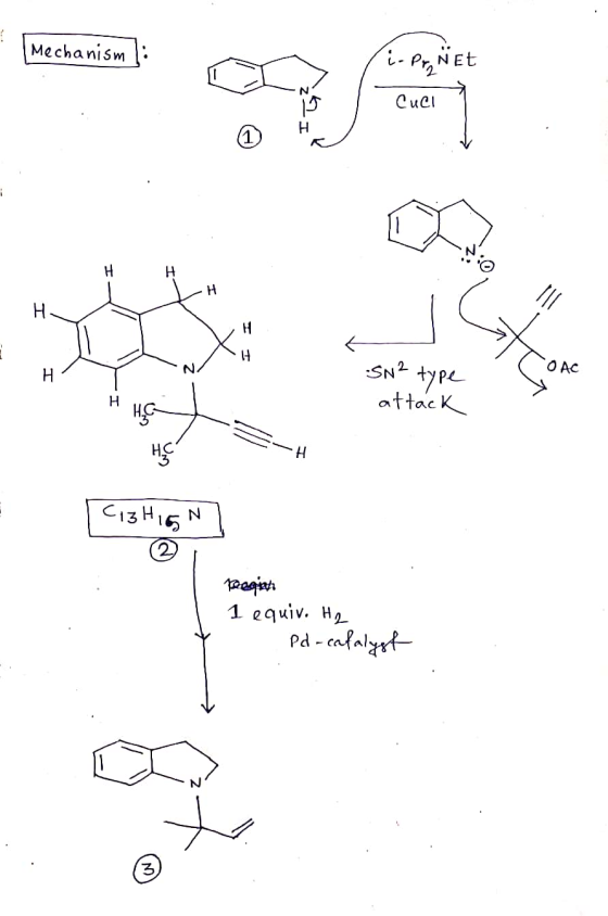 Mechanism i - PrNet Cuci H O AC SN² type attack Het Cigtig Regah 1 equiv. H2 - Pd-catalyst