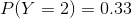 P(Y = 2) = 0.33