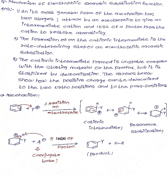 ♡ Mechanism of Electophilic 420matic Substitution Reaction 75. In its most general form of the mechanism has Eco Slages ; att