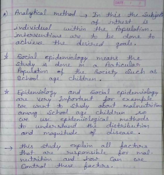 & DATE: Analytical method In this the subject of intrest is individual within the population. interventions are to be done to