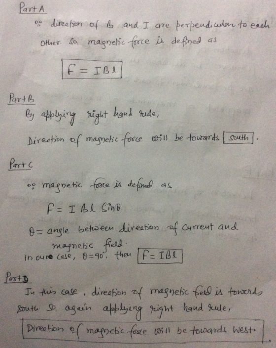 Part A direeton of-lo and I are terpendia dan to euh Part e- angle betoeen diresen of Gurreut aud magnehc feed land ee rnameb