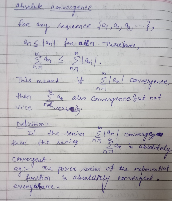absolute convergence & for any sequence şaq, a, az, ...} ans lang fore all on. Therefore, 3 ans Slail. This means it Elan I c