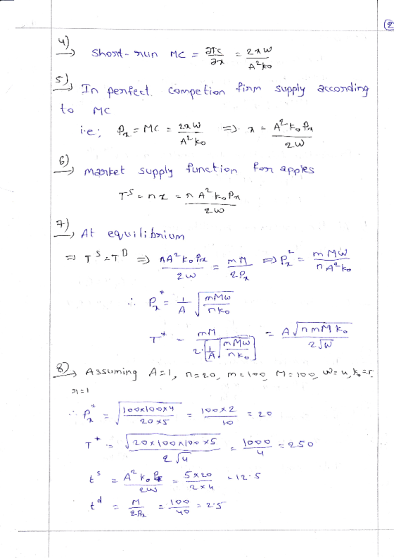 A20 » Shoot - sun MC - Porte de 2 2 In perfect competion firm supply according to me ie; P = Mc = 22W =) a = 4²ko fun ALKO zw