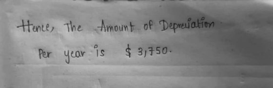 Hence, The Amount of Deprevation Per year is $3,750.