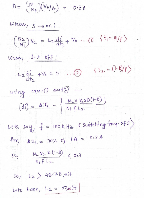 D= (Na)(vo/v2) 0.38 whew, s son: N2 L2h { t = D/f) Vo 4) v2 + N1 Whew, S off: di to=0 2 <t2 = (1-D)/> La dan using equ. and (