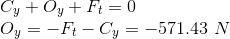 \\ C_y+O_y+F_t=0 \\ O_y=-F_t-C_y=-571.43\ N