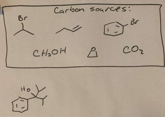-e Carbon sources: Br сH,он д CO₂ Ho