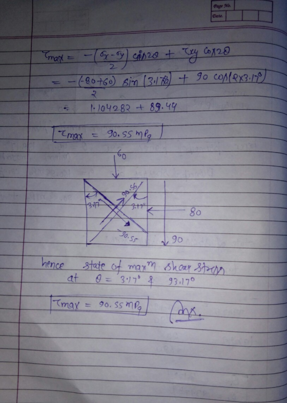 Page No. Date. Tmax = -(Gry canro + Cry Coxzo - --do-Go) đi (34 ) + No co (Rx37) 1:104282 + 89.49 Temax = 90.55 mpg / 90.55 S