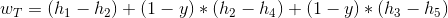 wt = (hi – h2) + (1 - y) * (h2 – h4) + (1 - y) * (h3 - 95)