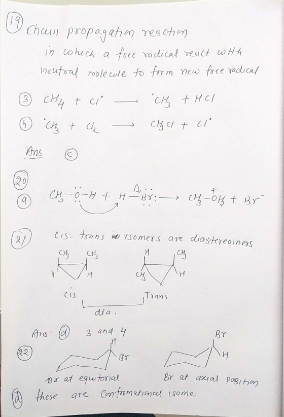 & Chaus propagation reaction in which a free radical react with neutral molecule to form new free radical 3 сну ғcr ② CHz +