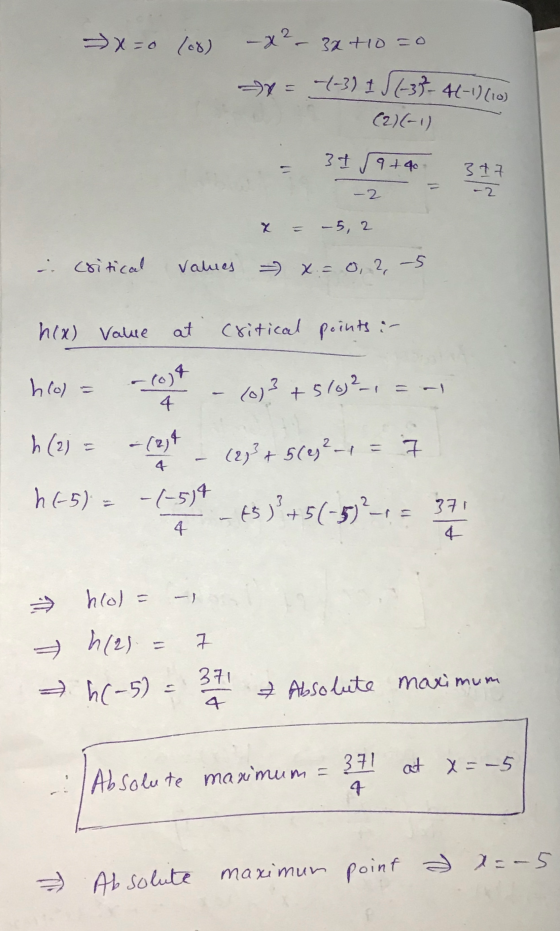 x=0 (68) - x² – 3x+10=0 x = (-3) 1 J (-37-4-1) (10) (2)(-1) - 31 59 +40 317 = x -2 = – 5,2 x=0, 2 critical values -5 hex) Val
