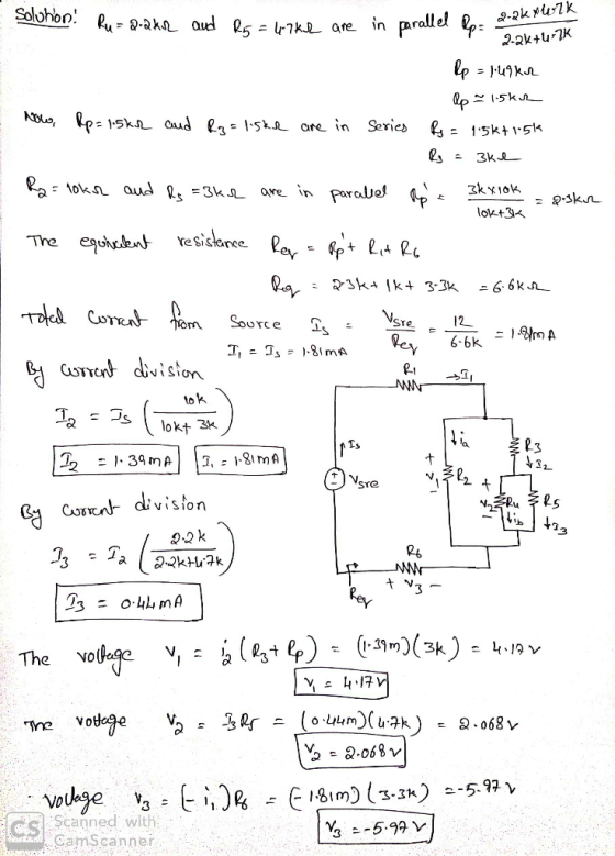 Solution! Ru= a.2ks and R5 = 4.7k2 are in parallel leta-2k xu7k parallel lp= 2.2k +47k Rp = 149kr Rp 1.5kue R = 1.5k+ 1.5k R