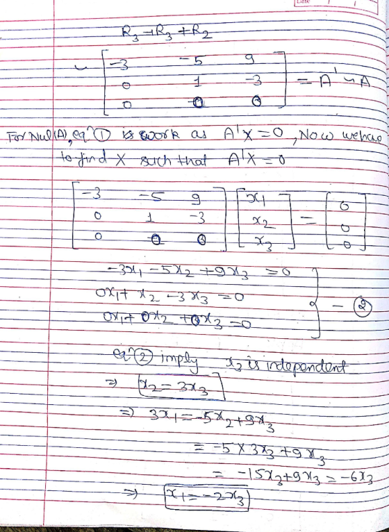 र मार +82 -3 -AGA Y TN Nul(A) eq to find is work as such that Ax=0 Now wehao Ax=0 | 3-%95- 01 -3 09_ 0L --34 -522-1250 oft+2
