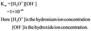 KH0OH
1x1014
Here [H0lis the hydronium ion concentration
[OH Jis the hydroxide ion concentration