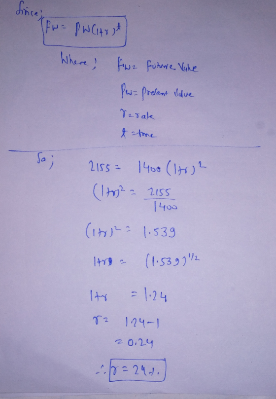Lirice; (FW - PWC Art Where; towe future Value fw- present ilave Resale time 2155- 1400 (1032 (1tos - 2155 1400 (1trie = 1.53
