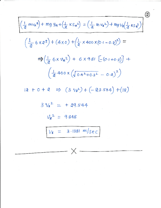 exa?) + (4xo) +Gx400 х@i ~ o.2)2) 400X3 - 0.2 зу, г-+ 29,544 2= 9.848 Vs = 3.1381m/Sec
