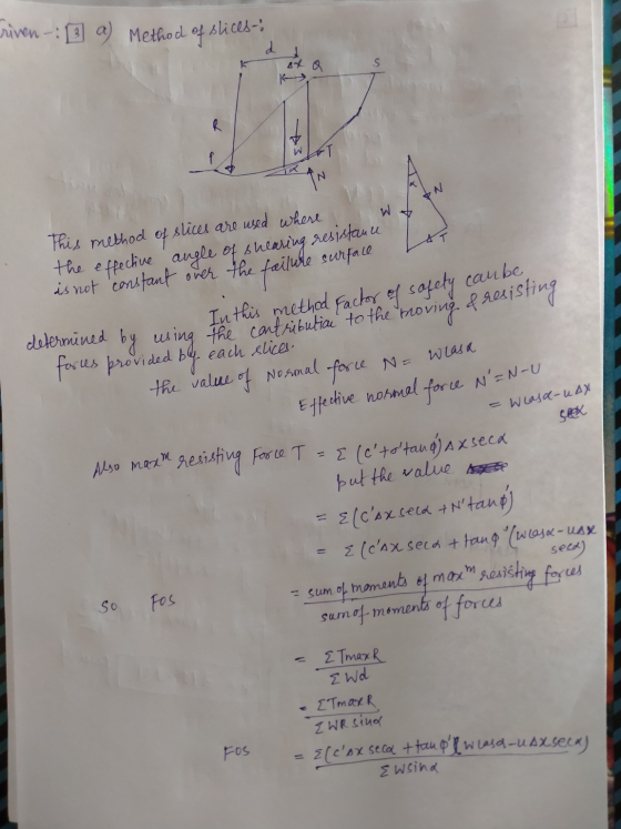 criven - 1 a) Method of slices- d S v w This method of IN slices are used where the effective angle of shearing resistance is