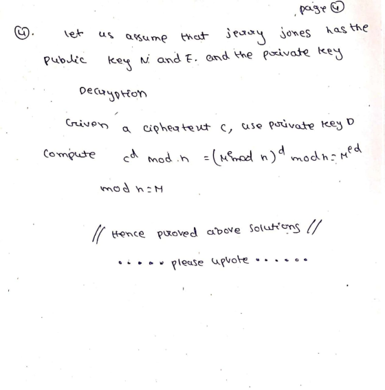 . let Public - page ② us assume that jenay jones has the key Ni and E. and the private key резонот - Criven n a a cipheatent
