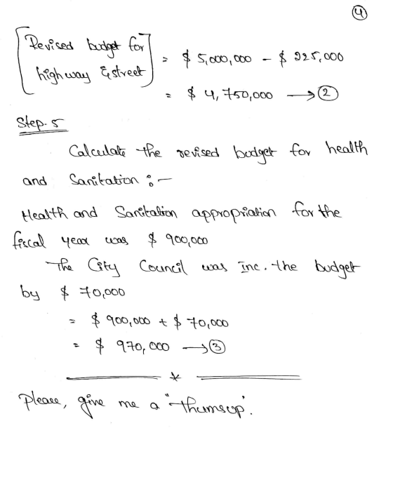 Revised budget for $5,000,000 - $325,000 highway Estreet $ 4,750,000 2 and Step.s Calculate the devised budget for health San