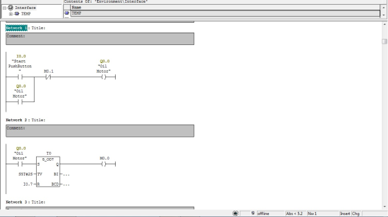 Environment Interface DO) Interface 0 TEMP Contents of: Name = TEMP Network 1): Title: Comment: 10.0 Start Pushbutton 20.0