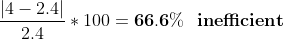 4-2.4! 2.4 * 100 66.6% inefficient
