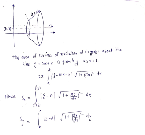 ya 74 the area of surface of revolution of its graph about the line y = muek is given by asusb - MX-kl 1 lt (fboy ? dre fo H
