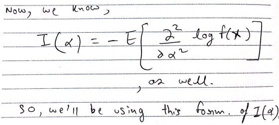 know Now, we > I (2) E 2 log f(x) - dar well. so, well be using this form of I(9),
